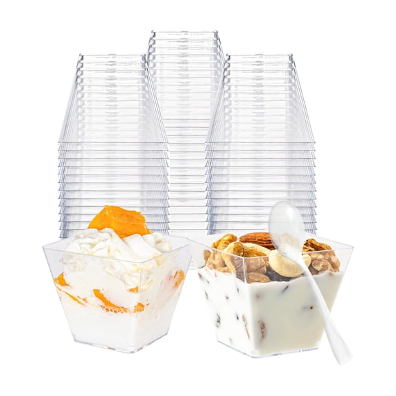 4oz No Lids Plastic Dessert Cups with Spoons