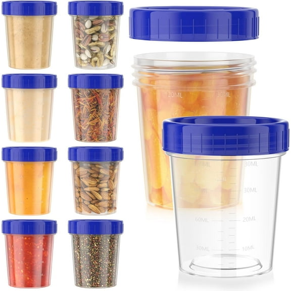 4oz Small Containers with Lids, 10 Sets Salad Dressing Container to Go Airtight Leakproof Condiment Containers with Screw Lids Reusable Stackable Plastic Dip Sauce Cups for Snack Ketchup