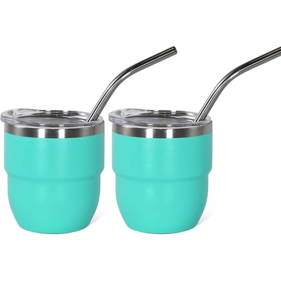 YQ 4 oz Blue Stackable Vacuum Insulated Stainless Steel Tumbler Set of 2