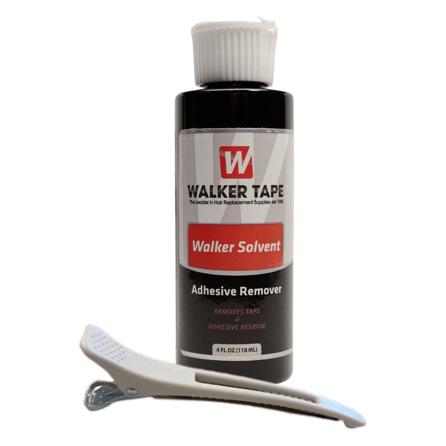 4oz Walker Solvent Hair Extension Tape Remover w/ White Hair Clip