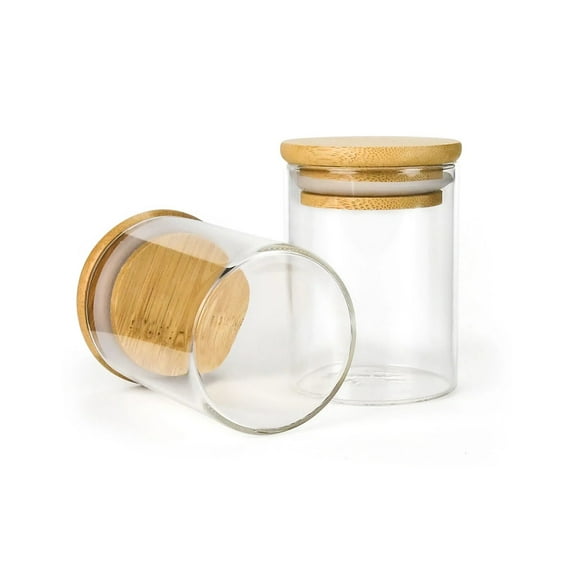 4oz Wood Lid Suction Glass Jars - 7 Grams - 120 Count