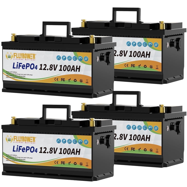 キャンピングカー アウトドア Lifepo4 12v100A 4Pack 12V 100AH LiFePO4 Battery with a Charger,for RV,Trolling