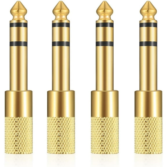 4pack 6.35mm (1/4 inch) Male to 3.5mm (1/8 inch) Female Stereo Audio Jack Adapter for Aux Cable, Guitar Amplifier, Headphone