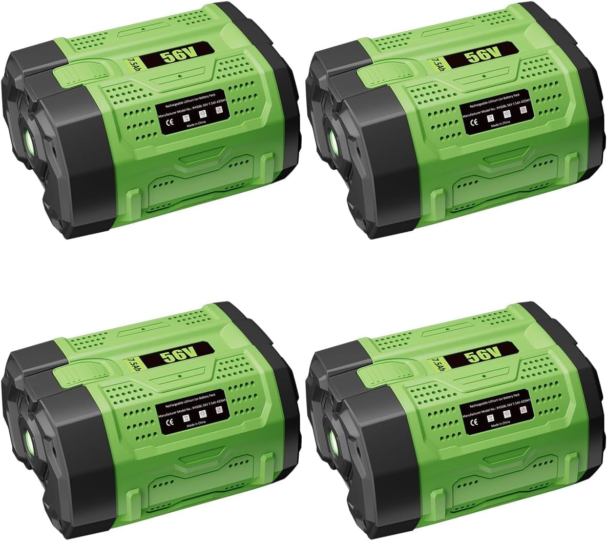 4pack 7.5Ah Replacement for EGO 56V Lithium-ion Battery BA1400T BA2800 BA2800T BA4200 BA4200T Compatible with EGO 56Volt Power Tools Lawn Mower Leaf Blower Chainsaw