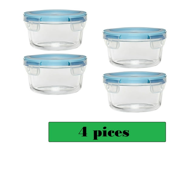 (4pack) Anchor Hocking TrueLock Locking Lid Glass Food Storage Containers, 4 Cup Round