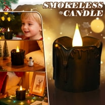 4pack Black Battery Operated LED Votive Candles, Flickering Flameless Tea Lights for Holiday Decor