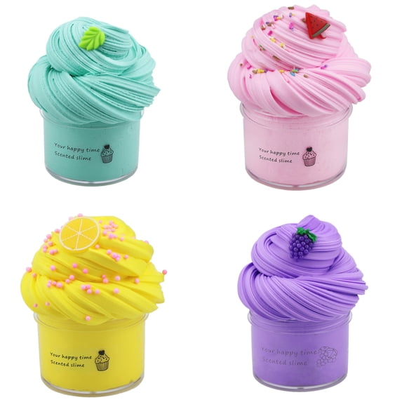 4pack Butter Slime Kit with Scented DIY Slime for Girls and Boys, Super Soft, Non-Sticky Stress Relief Toy, Party Favors and Birthday Gift