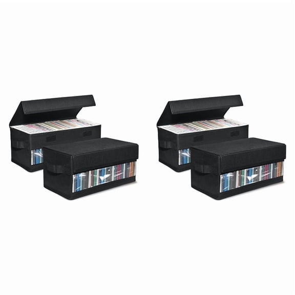 4pack CD Storage Boxes,CD Case Storage, Container Holds 32 CDs in Full Jewel Cases, 60 CDs in Slim Cases
