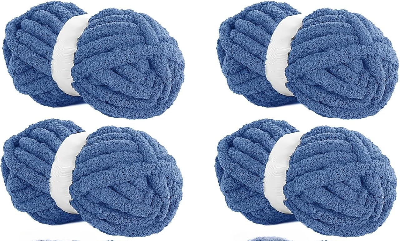 Super Chunky Chenille Yarn - 250g Skeins For Arm Knitting Blankets, Hats & Scarves, Cotton Candy Color