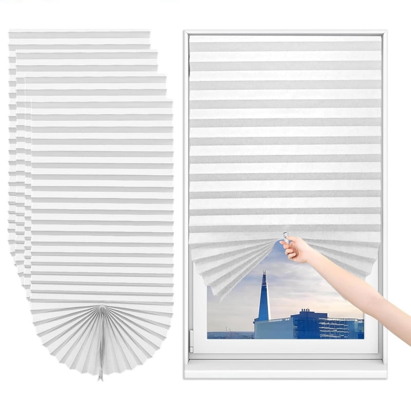 4pack No Drill Temporary Blinds Stick on,24X59" Easy Fit Self Adhesive Blinds,Non-Woven Fabric Crop According to Size,Curtains for Bedroom Kitchen Bathroom Windows, White