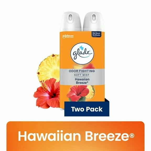 (4pack) Glade Odor Fighting Soft Mist Air Freshener Room Spray, Hawaiian Breeze, 16.0oz, 2pk