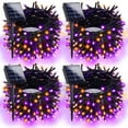 thumbnail image 1 of 4pack Orange Purple Solar Halloween Lights Outdoor Waterproof IP65, 480LED 160FT Solar Powered LED String Lights Black Wire With 8 Modes, Solar Fairy Lights For  Party Tree Wedding Garden Decor, 1 of 11