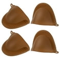 thumbnail image 1 of 4pack Thickened Mini Oven Gloves Heat Resistant Silicone Oven Mitts Finger Pot Holder Brown, 1 of 6