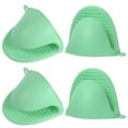thumbnail image 1 of 4pack Thickened Mini Oven Gloves Heat Resistant Silicone Oven Mitts Finger Pot Holder Light Green, 1 of 6