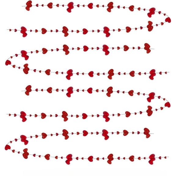 4pack Valentines Day Party Decoration Glitter Hanging Red Heart Streamer Banner for Anniversary/Mother's Day/Party Supplies (Each 4M)