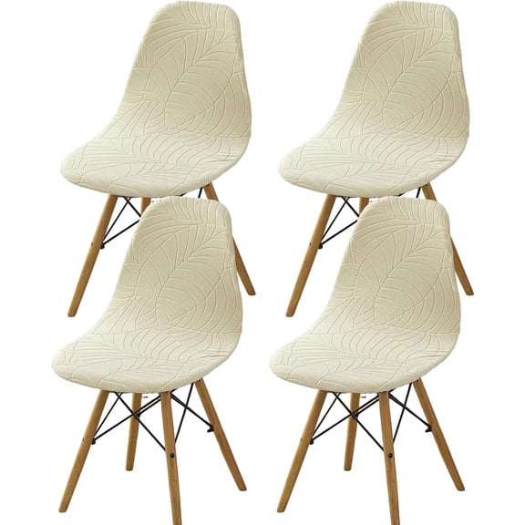 4packs Dining Chair Covers, Mid Century Modern Dining Room Chair Covers Jacquard Shell Chair Cover, Stretchable Armless Chair Slipcover for Kitchen, Office, Dining Room and Living Room