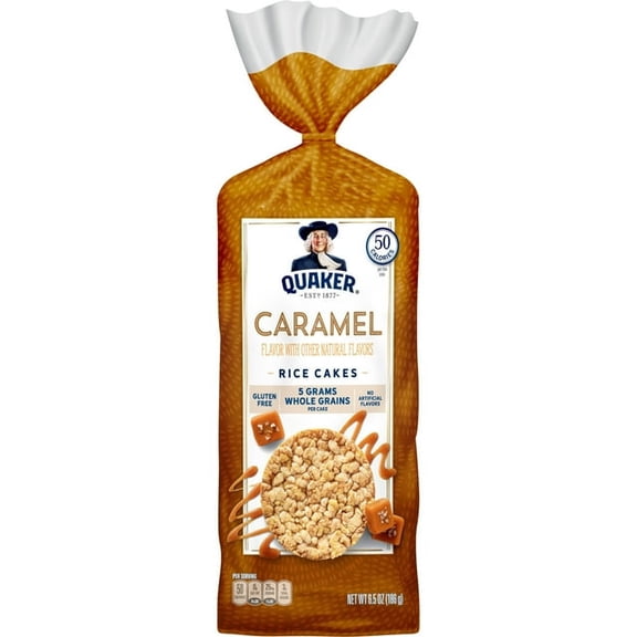 (4packs)-Quaker Gluten-Free Caramel Rice Cakes, 6.5 oz-Made with Whole Grain Brown Rice