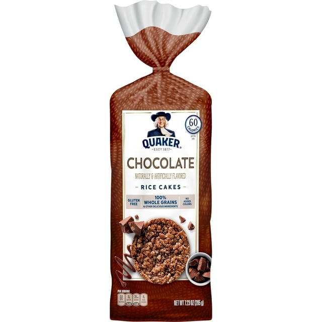 (4packs)-Quaker Rice Cakes, Whole Grain Chocolate, Gluten Free, 7.23 oz-Made with Whole Grain Brown Rice