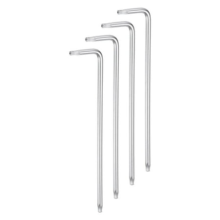 4packs T10 Long Arm Tamper Proof Torx Wrench Star Keys, S2 Steel Chrome Coated Surface