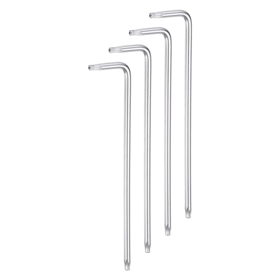 4packs T10 Long Arm Tamper Proof Torx Wrench Star Keys, S2 Steel Chrome Coated Surface