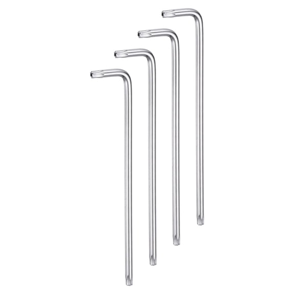 4packs T20 Long Arm Tamper Proof Torx Wrench Star Keys, S2 Steel Chrome Coated Surface