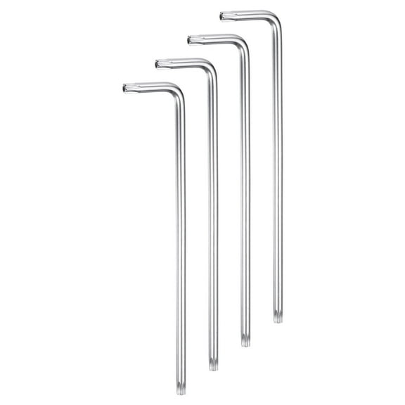 4packs T30 Long Arm Tamper Proof Torx Wrench Star Keys, S2 Steel Chrome Coated Surface