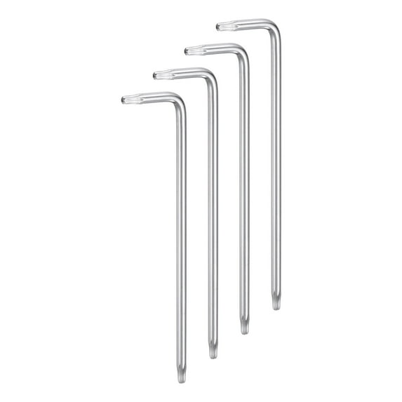 4packs T9 Long Arm Tamper Proof Torx Wrench Star Keys, S2 Steel Chrome Coated Surface