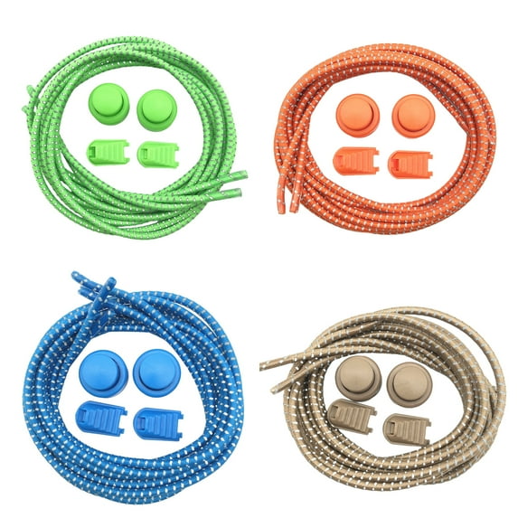 4pair Elastic Shoe Laces - No Tie Shoelaces for Adults and Kids, Lock-in for Safety - Tieless Shoestrings One Size - style:style2