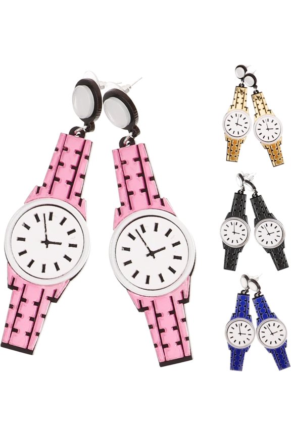 4pairs Quality Watch Earrings of Acrylic Studs Chic Drop Earrings Fashion Jewelry for[q814]