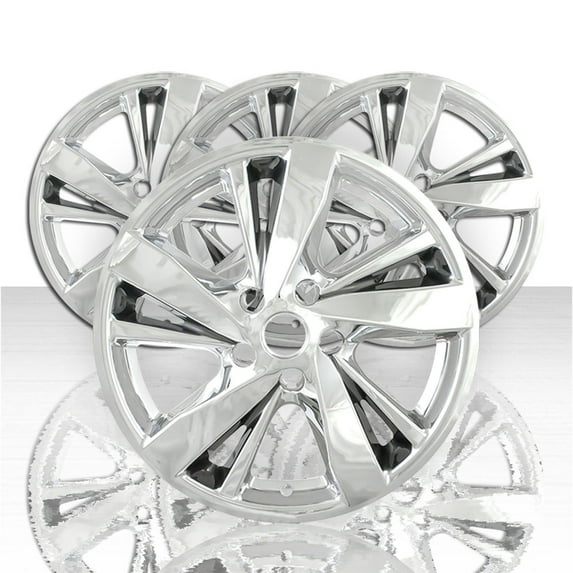 4pc 17" 5 Dbl Spoke Wheel Skins for 13-15 Nissan Altima - Chrome Silver/Charcoal
