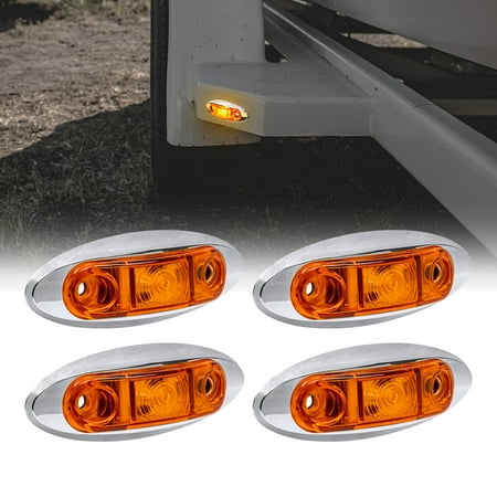 4pc 2.5" Amber LED Trailer Marker Light Chrome Bezel DOT FMVSS 108 SAE P2Â