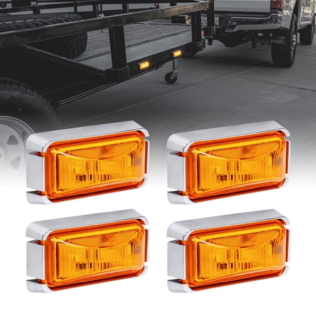 4pc 2.5" Amber LED Trailer Marker Light Chrome Bezel DOT FMVSS 108 SAE P2PCÂ