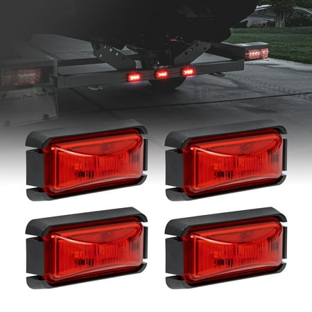 4pc 2.5" Red LED Trailer Marker Light Black Bezel DOT FMVSS 108 SAE P2PC