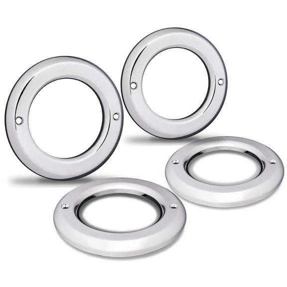 4pc 2.5 inch Round LED Marker Light Chrome Bezel [Install-On-Grommet] for SIL2506 SIL2513 LED Trailer Marker Lights