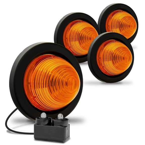 4pc 2" Round Amber Beehive LED Trailer Marker Light [DOT FMVSS 108] [SAE P2] [Grommet & Plug Included] [IP67 Submersible] Cone Marker Light for Boat Trailer RV Trucks