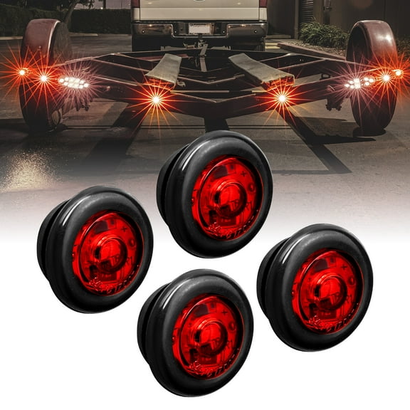 4pc 3/4" Round DOT P2PC Red LED Bullet Clearance Marker Lights for Trailer