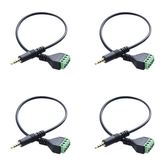 4pc 3.5mm Screw Terminal Adapter Speaker Cable 4-Core Stereo TRRS Male Hole to AV 4 Screw Terminal Balun Connector Cable