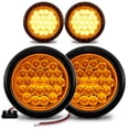 thumbnail image 1 of 4pc 4" Round Amber 24 LED Trailer Tail Lights [DOT certified] [Grommet & Plug Included ] [IP67 Waterproof] Park Turn Trailer Lights for RV Jeep Trucks, 1 of 7
