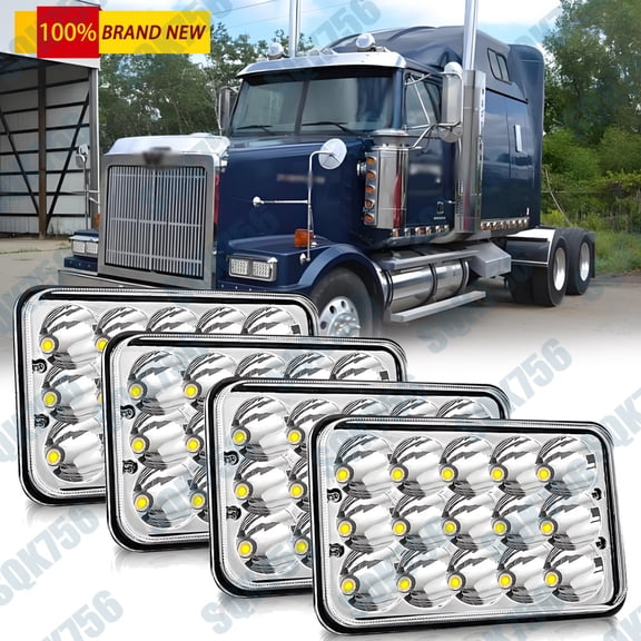 4pc 4X6" LED Headlight Projector Halo for International Harvester 9300 1988-2000