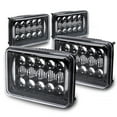 thumbnail image 1 of 4pc 4x6 LED Sealed Beam Headlight Assembly [9,600 Lumens] [High/Low + DRL] [Black Housing] H4651 H4652 H4656 H4666 H6545 H6054 Replacement, 1 of 9