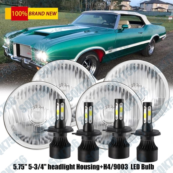4pc 5.75" 5 3/4 Round Led Hi/Lo Beam Headlights For Cutlass 1962-1973