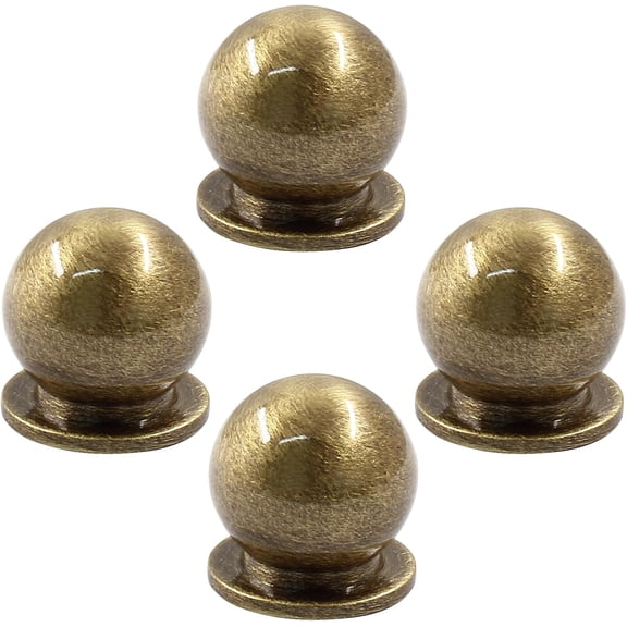 4pc 5/9 Inch Antique Bronze Solid Brass Knobs, Round Ball Pulls for Jewelry Boxes & Small Furniture Hardware