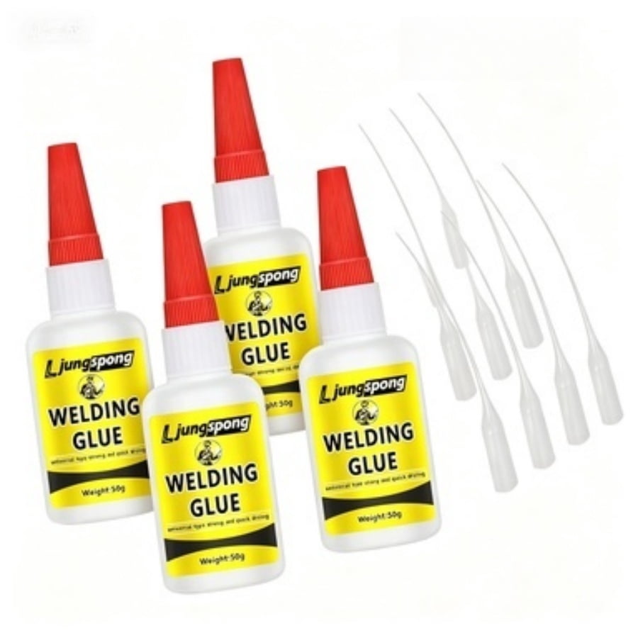 4pc 50ml High Strength Oily Super Glue, Universal Soldering Flux Adhesive, Clear Crazy Craft Glue for Plastic, Wood, Ceramics, Metal and Faux Leather Repair