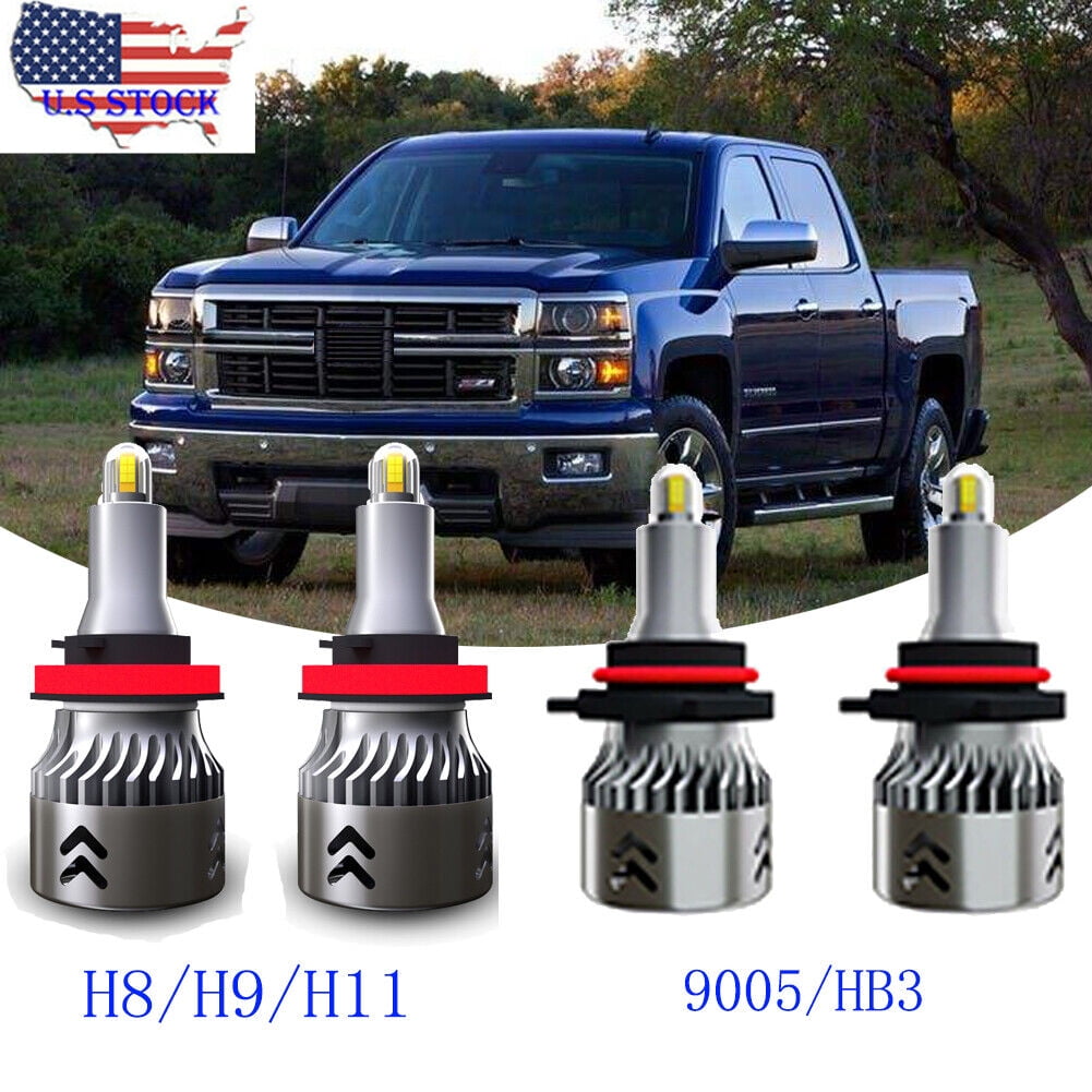 4pc 9005 H11 LED Headlight Bulb High Low Beam Fit For Kenworth T680