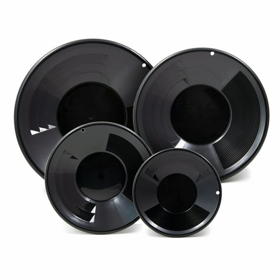 4pc ASR Outdoor Black Dual Riffle Gold Panning Pans Set with Assorted Sizes