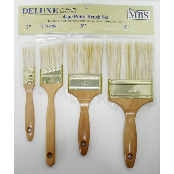 4pc Angled Paint Brush Set 1", 2" Angle, 3", 4" 100% Polyester For all Paints