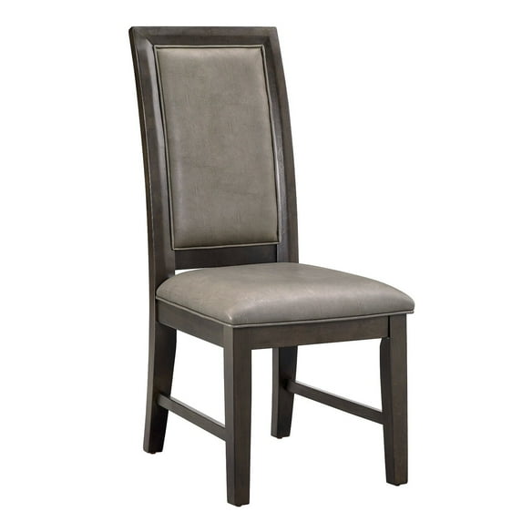 4pc Beautiful Dining Side Chairs Faux Leather Upholstered Chairs Brown Finish Wooden Furniture