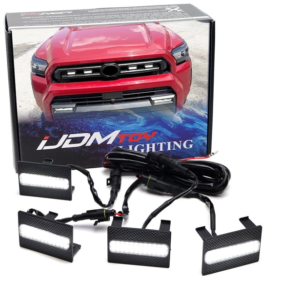 4pc Black-Out Smoked Lens Xenon White Full LED Front Grille Clearance Light Kit For Toyota 2025-up 4Runner SR5 Model ONLY