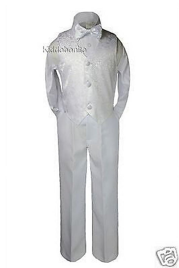 4pc Boy Baby Toddler Teen Easter Formal Christening Vest Set Suits White sz S-20