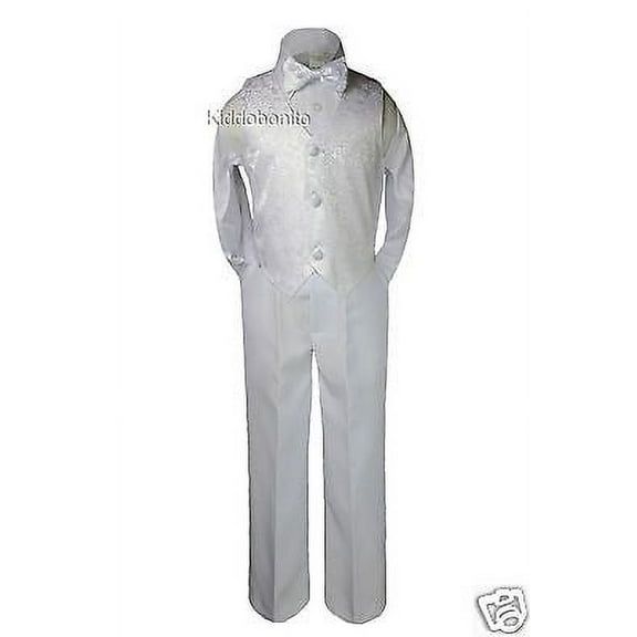4pc Boy Baby Toddler Teen Easter Formal Christening Vest Set Suits White sz S-20